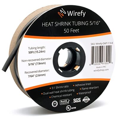 Heat Shrink Tubing 3:1 Ratio Adhesive Lined Marine Grade Heat Shrink, 50 Ft Roll