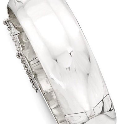 Pre-owned Roxx Fine Jewelry Bangle Bracelet In .925 Sterling Silver 20mm Wide Polished Cuff Hinged Bangle