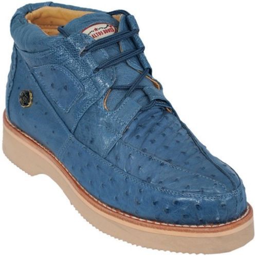 Pre-owned Los Altos Boots Los Altos Genuine Jean Blue Ostrich Casual Shoes Lace Up Handmade Sneaker Ee