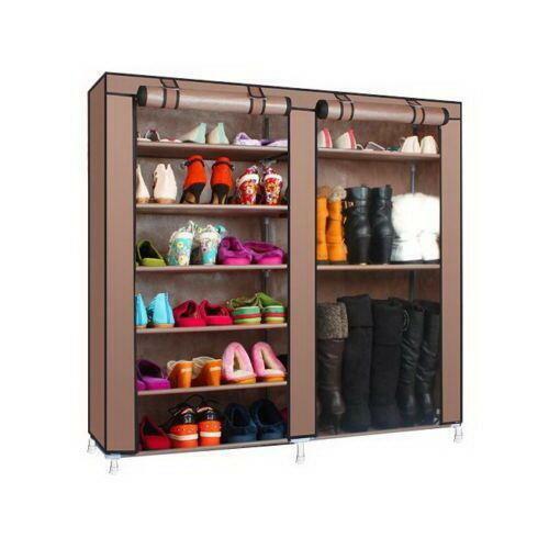 Portable 6 Layer 9 Grid Home Shoe Rack Shelf Storage Closet Organizer Coffee