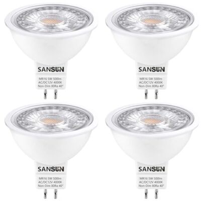 5W MR16 LED Bulbs 12V 50W Replacement GU5.3 Bi-Pin Base Daylight White 4000K ...