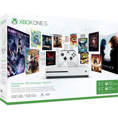 Microsoft Xbox One S Starter Bundle (500gb) 3 Month Xbox Live And Game Pass
