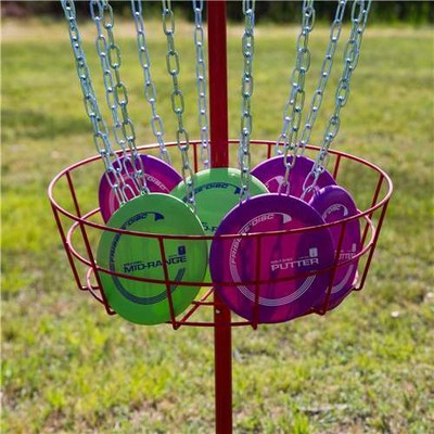 Wham-O Official Frisbee Disc Golf Set with 6 Discs and Red Target (Used)