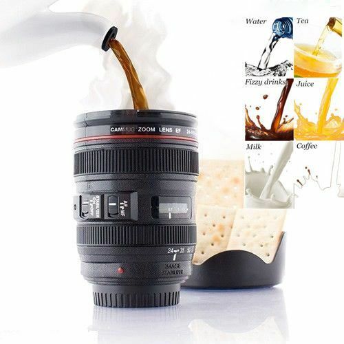Tazza Bicchiere Per Bevande Forma Obiettivo Macchina Fotografica Con Coperchio