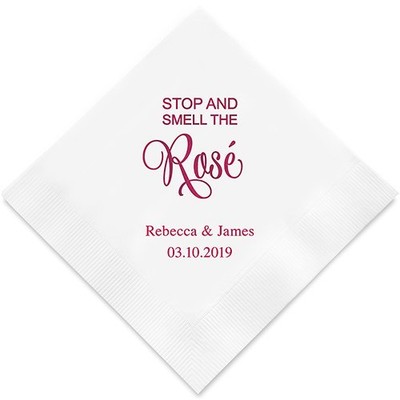 100 Stop And Smell The Rosé Personalized Wedding Cocktail Napkins