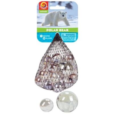 Mega Marble POLAR BEAR MARBLE NET 24 Player Marbles & 1 Shooter Marble