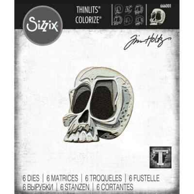 Tim Holtz ''COLORIZE: SPENCER'' Halloween Skull Sizzix Thinlits Dies MSRP $23