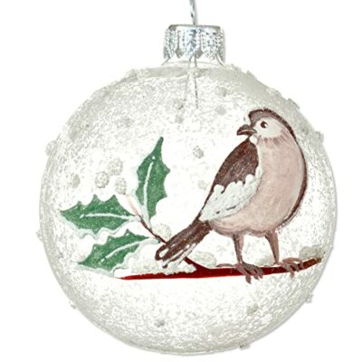 Sparrow Bird Blown Glass Ornaments - Mouth Blown, Hand-Painted Christmas Gift