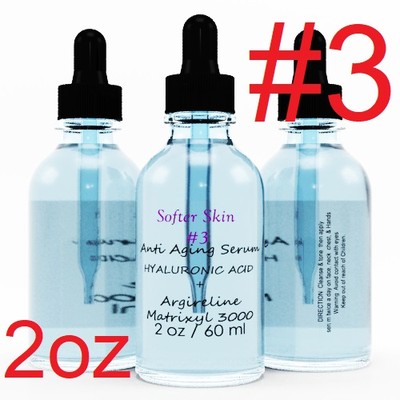 #3 2 OZ Argireline Matrixyl 3000 Peptide cream for face Hyaluronic Acid Serum
