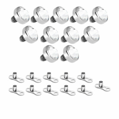 Dermal Anchor  Piercing Jewelry Clear Press-Fit Gem - 11 Tops & 11 Bottoms 