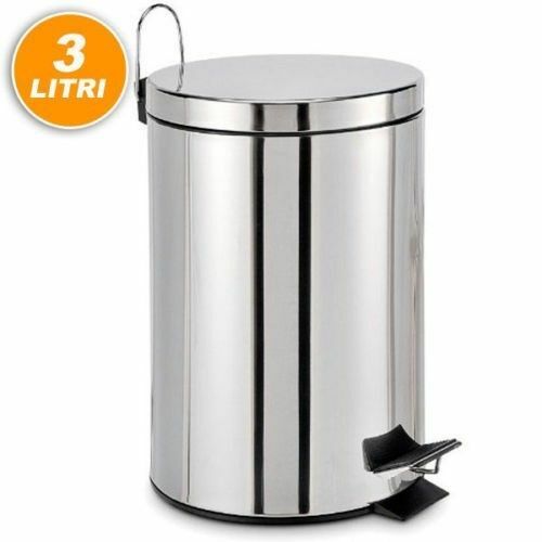 Pattumiera In Acciaio A Pedale 3 Litri Bidone Cestino Spazzatura Differenzia dfh