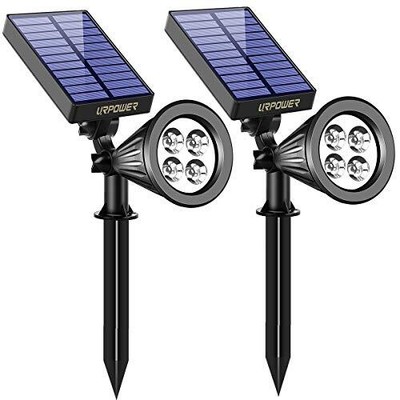 2-in-1 Solar Powered 4 Led Adjustable Spotlight Wall Lig...