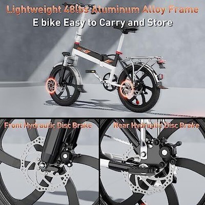 Doulve 500W Folding Electric Bike 25MPH 30Mile Range Electric City Bike 48V 15AH