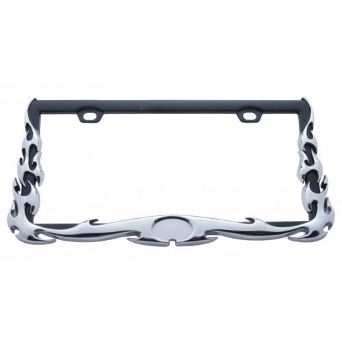 CHROME ZX-14 LICENSE PLATE FRAME W/ BLACK LICENSE PLATE BOLTS 06