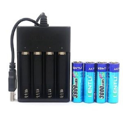 Kentli CHU-4 Charge 4 KENTLI PH5 AA 3000mWh rechargeable lithium batteries