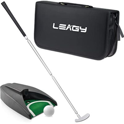 PORTABLE GOLF PUTTER Travel Practice Putting Set with Case L