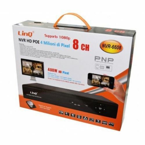Nvr 8 Ch Canali Rec & Live Full Hd 1080p Wifi H.264 H.265 P2p Linq Nvr-6608