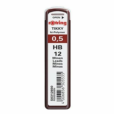Rotring 312650 Tikky hi-Polymer Lead Refills, HB - 0.5 mm