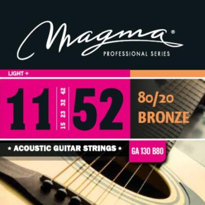 Magma Acoustic Guitar Strings Regular Light Gauge 80/20 Bronze Set, .011 - .052