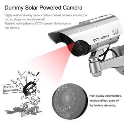 Dummy Camera Outdoor Security Solar Panel Fake Camera Indoor Bullet LED Light