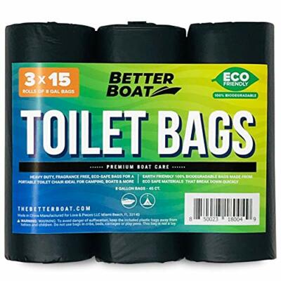 Better Boat 45 Portable Toilet Bags for Camping Boating Outdoors 100% Biodegr...