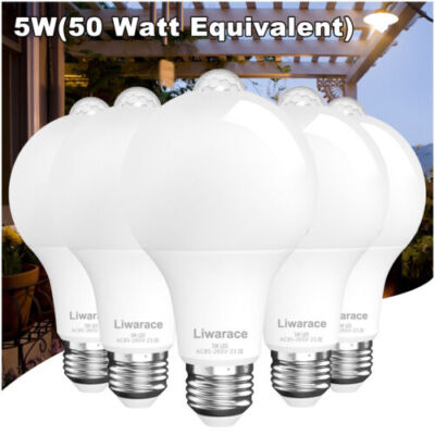 Max 6 Pack E27 Motion Sensor LED Light Bulbs 5W(50Watt Equivalent) Energy Saving