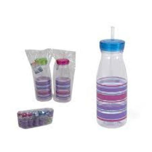 Set 12 Pezzi Bicchiere Plastica Colorato Con Cannuccia 500ml