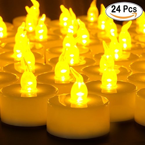 Set 24 Pz Candele Led Lumini Gialli a Batteria Luce Decorazione dfh