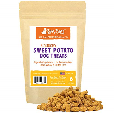 Raw Paws USA Natural Sweet Potato Dog Treats, 6-ounce - Healthy, Vegan, Grain &