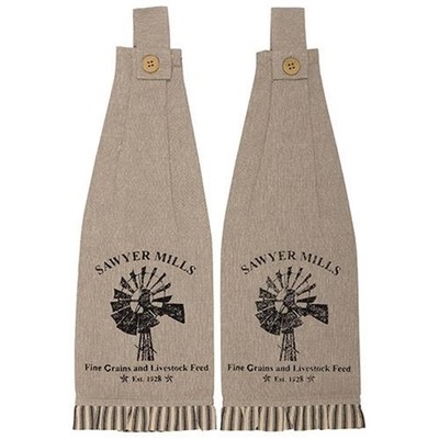 WINDMILL Kitchen Towel Sawyer Mill Button Loop Cotton Towel Rustic Farmhouse