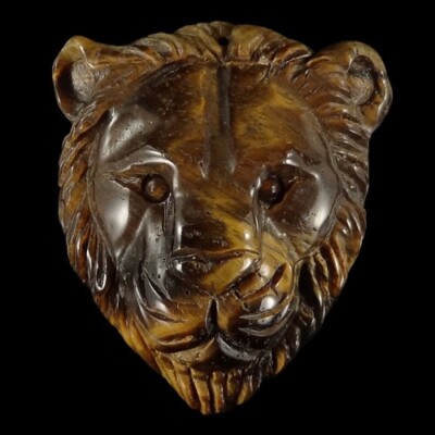 BF0009 # Hand Carved  Lion Tiger eye Jasper Pendant Bead gemstone 1 Pcs