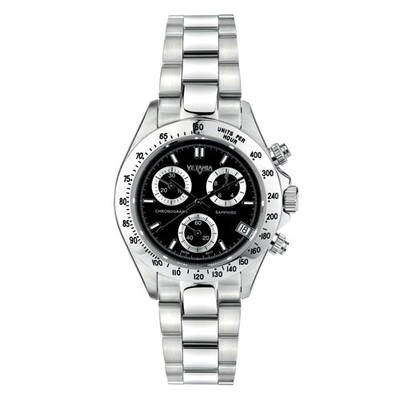 Pre-owned Vetania Grand Prix Swiss Quartz Chronograph Men's Stainless Steel Watch In Silver