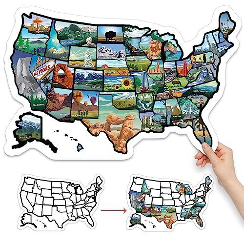 RV State Sticker Travel Map - 11" x 17" - USA States Visited Decal - United S...