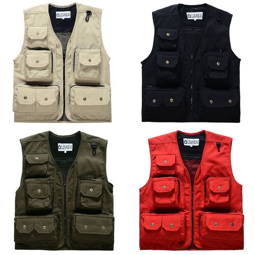 Men's Utility Multi Pocket Sleeveless Jacket Coat Military Men's Utility Multi Pocket Sleeveless Jacket Coat Military
