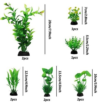 10Pcs Artificial Fish Tank Plants Fake Plastic Water Green Plants Aquarium Decor
