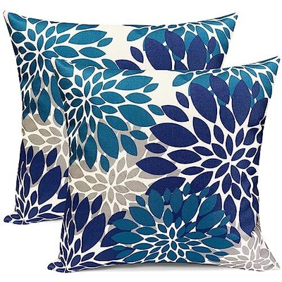 Decorative Throw Pillow Covers Set of 2 18 x 18-Inch Blue-no.2 Flower Color