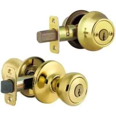 Kwikset 690T 3 Tylo Keyed Entry & Single Cylinder Deadbolt Polished Brass