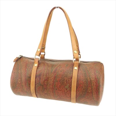 ETRO ストーン付き ミディアム ハンドバッグ ベージュ Etro bag Hand bag Paisley Brown Beige Gold PVC leather