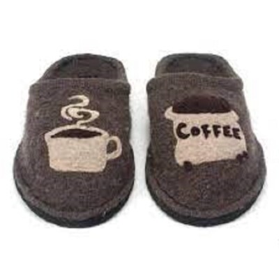 HAFLINGER UNISEX COFFEE  COMFY INDOOR WOOL SLIPPERS