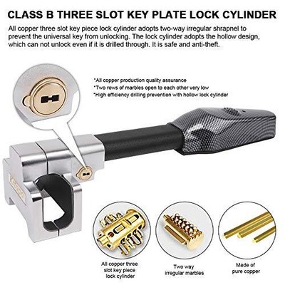 Vechkom Steering Wheel Lock with Alarm Anti-Theft Device Security Car Anti Th