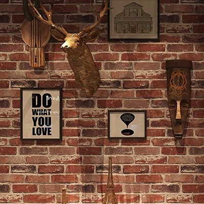 Brick Wallpaper Peel and Stick Realistic Distressed Textured 17.3'' x 118'' Red