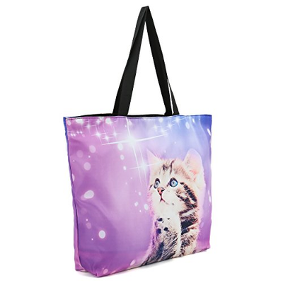 ICOLOR Cute Cat Large Reusable Eco-friendly Shopping Bag Handle case Bag School