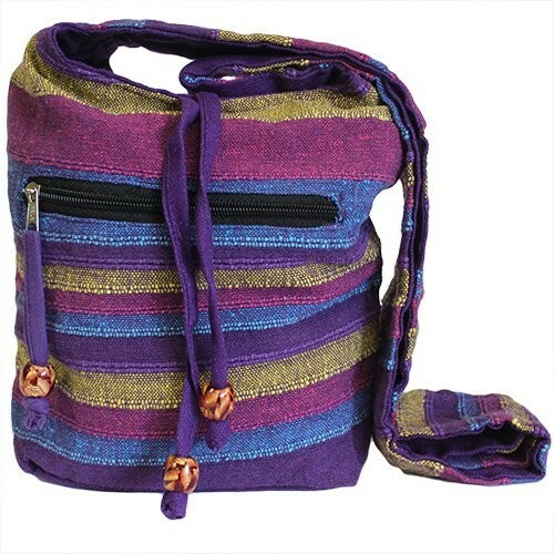 Nepal Sling Travel Bag Women Cross Body Shoulder Cotton Bag Pocket Cotton Woven - Picture 5 of 12