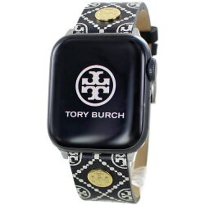 Tory Burch Apple Watch Band TBS0039 Leather Replacement Belt Black White Woman