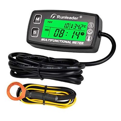 Runleader Digital Tach Hour Meter,Engine Temperature Gauge,Alert RPM & Temp,B...