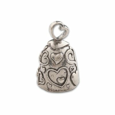 Guardian Bell, Hearts, Love, Motorcycle Rider, Biker, Good Luck Bell, .75" x 1"