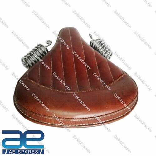 PURE LEATHER FRONT REAR SADDLE SEAT BROWN COLOR FOR ROYAL ENFIELD CLASSIC 