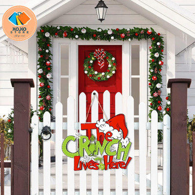 Christmas Wooden Door Sign Thief Stole Decor for Holiday Xmas Door Wall Tree Dec