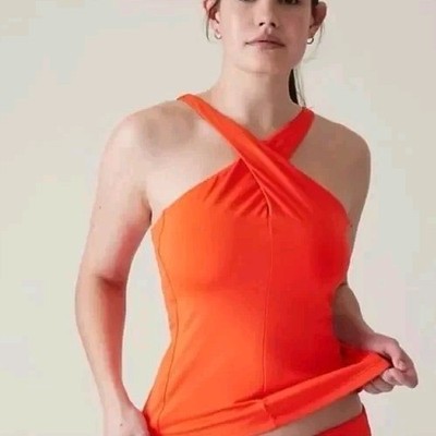 NWT ATHLETA Crossed Tankini Orange Swim Top Size MEDIUM