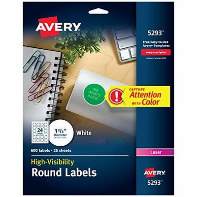 Download Avery 5293 Round specialty laser printer labels 1-2/3 diameter white 600/pack... 72782052935 | eBay